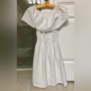 Women's White Off-Shoulder Smocked Waist Dress